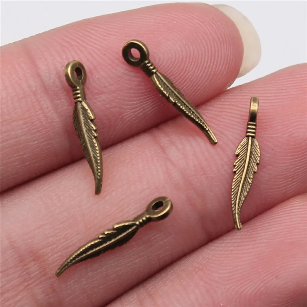 3x16mm 0.2g Multicolor Zinc Alloy Feather Charm Pendant for DIY Necklace Bracelet Jewelry Making