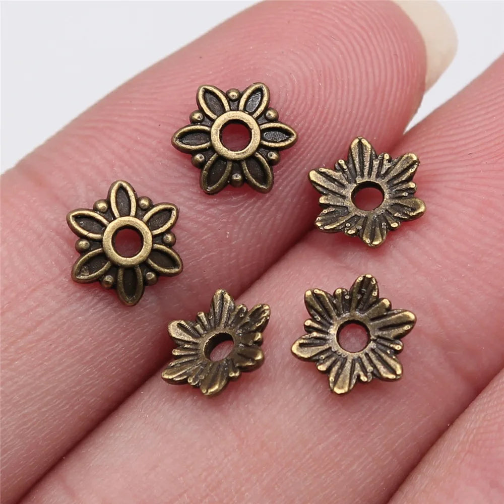7x7mm 0.2g Multi Color Zinc Alloy Flower Bead Caps for DIY Handmade Bracelet Necklace Making