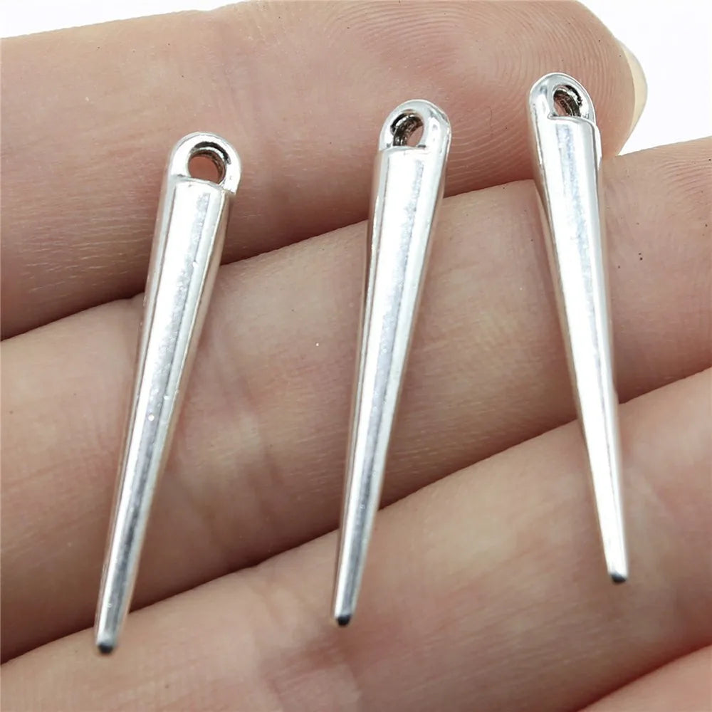 34x5x4mm 1.7g Multicolor Zinc Alloy Long Cone Loose Metal Beads for DIY Bracelet Jewelry Making