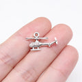 12x20mm 0.89g Antique Silver Zinc Alloy Helicopter Charm Pendant for DIY Aviation Theme Jewelry Making
