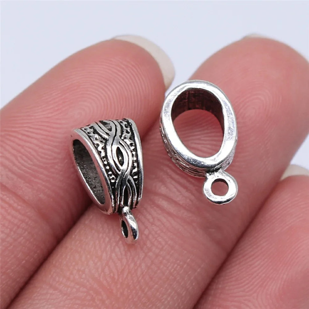 15x9mm 1.2g Multicolor Zinc Alloy Floral Engraved Pendant Bail Connector for DIY Jewelry Making