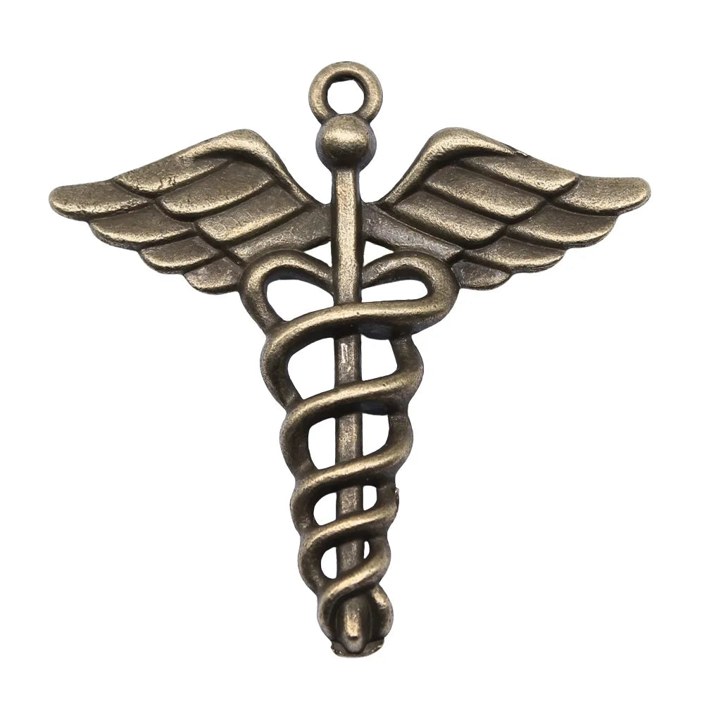 40x40mm 4.1g Multicolor Zinc Alloy Walking Cane Medical Symbol Charm Pendant for DIY Healthcare Jewelry Making
