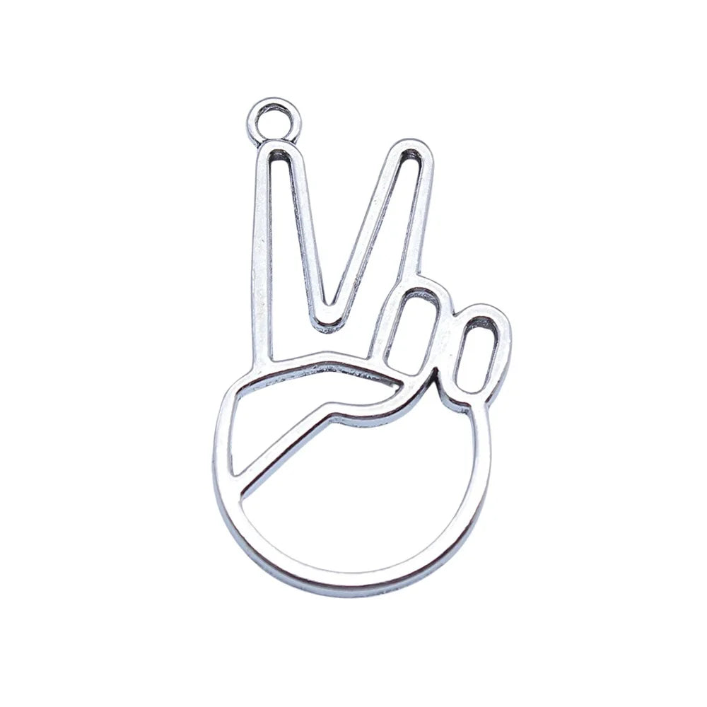 17x31mm 1.8g Antique Silver Zinc Alloy Hollow Yeah Hand Gesture charm pendant for DIY jewelry making