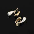 Elegant Minimalist Two Tone Alloy Teardrop Brushed Silver Gold Stud & Clip On No Piercing Earrings