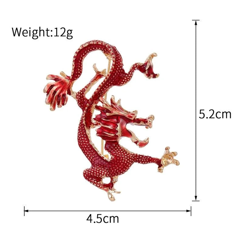 Elegant Gold Alloy Enamel Dragon Brooch, Zodiac Dragon Lapel Pin For Coat Suit Accessory Gift