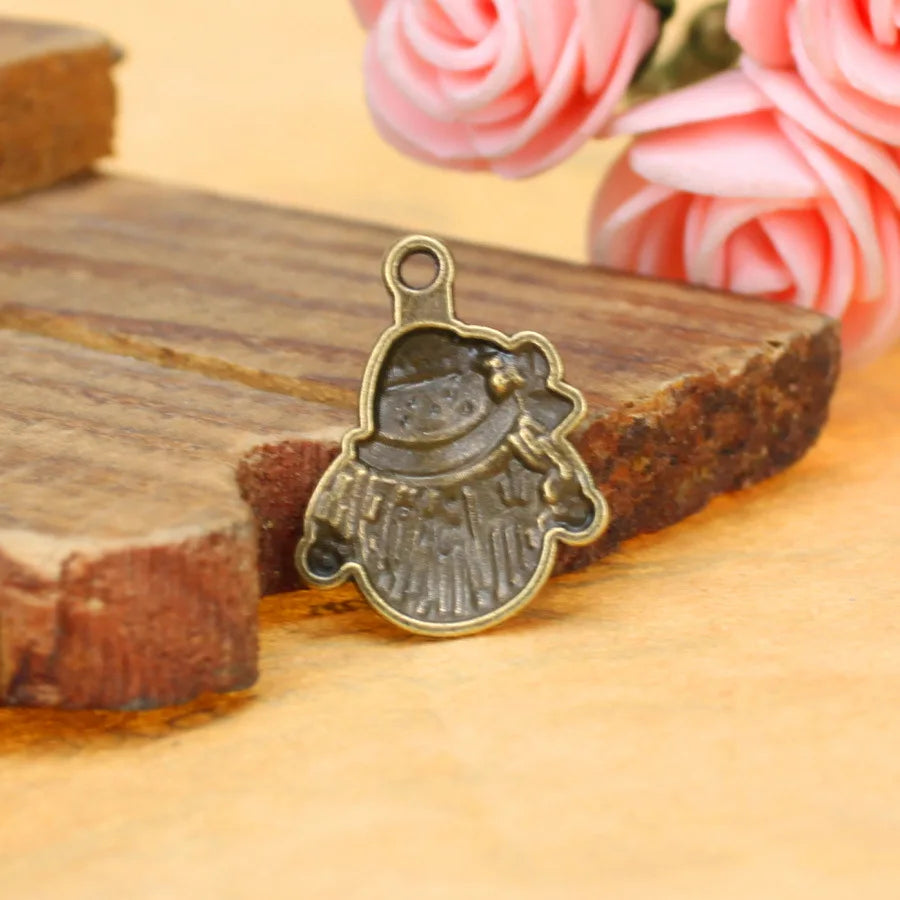 22x17MM Antique Silver Zinc Alloy Snowman Charm Pendant for DIY Necklace Bracelet Jewelry Making