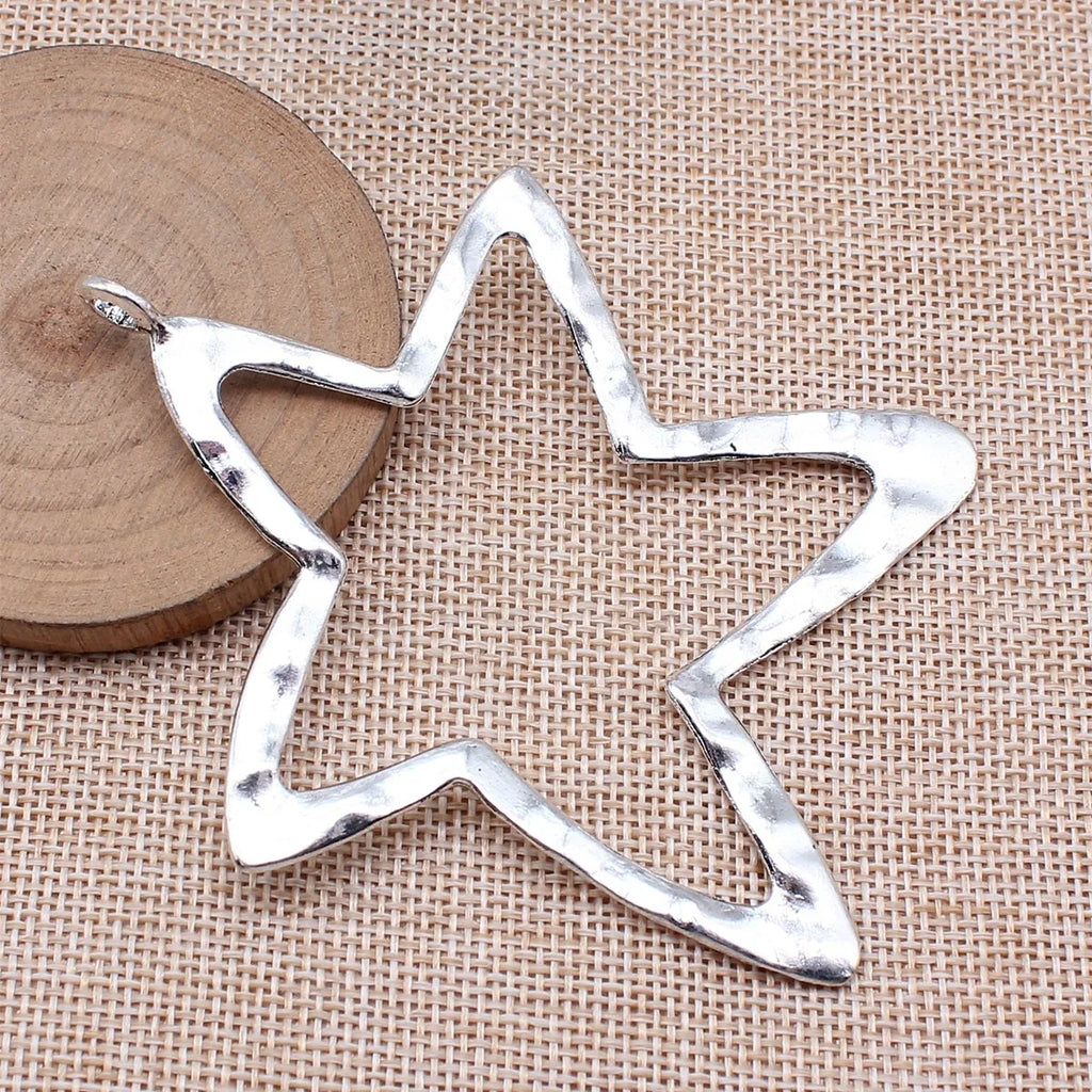 76x95mm 14.4g Antique Silver Zinc Alloy Extra Large Star Charm Pendant for DIY Necklace Bracelet Making
