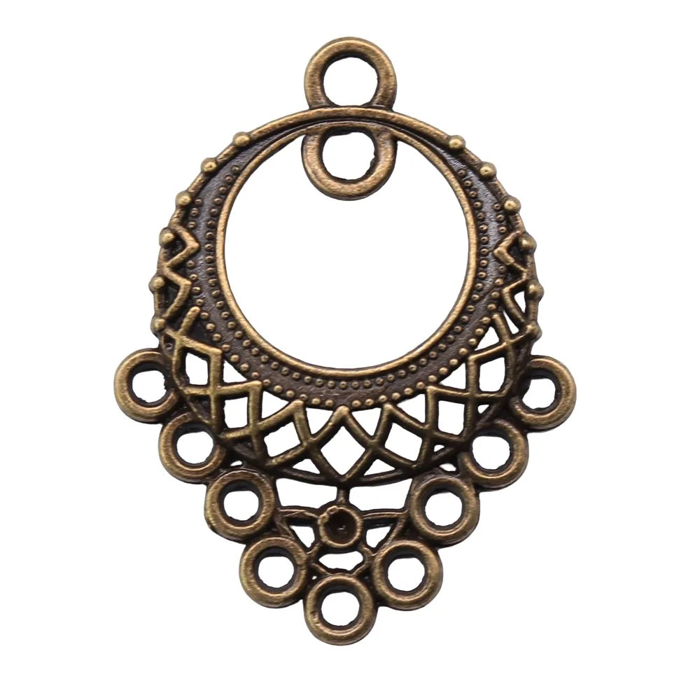 32x24mm 1.7g Antique Gold Zinc Alloy Openwork Geometric Earring Connector Charms for DIY Jewelry Making