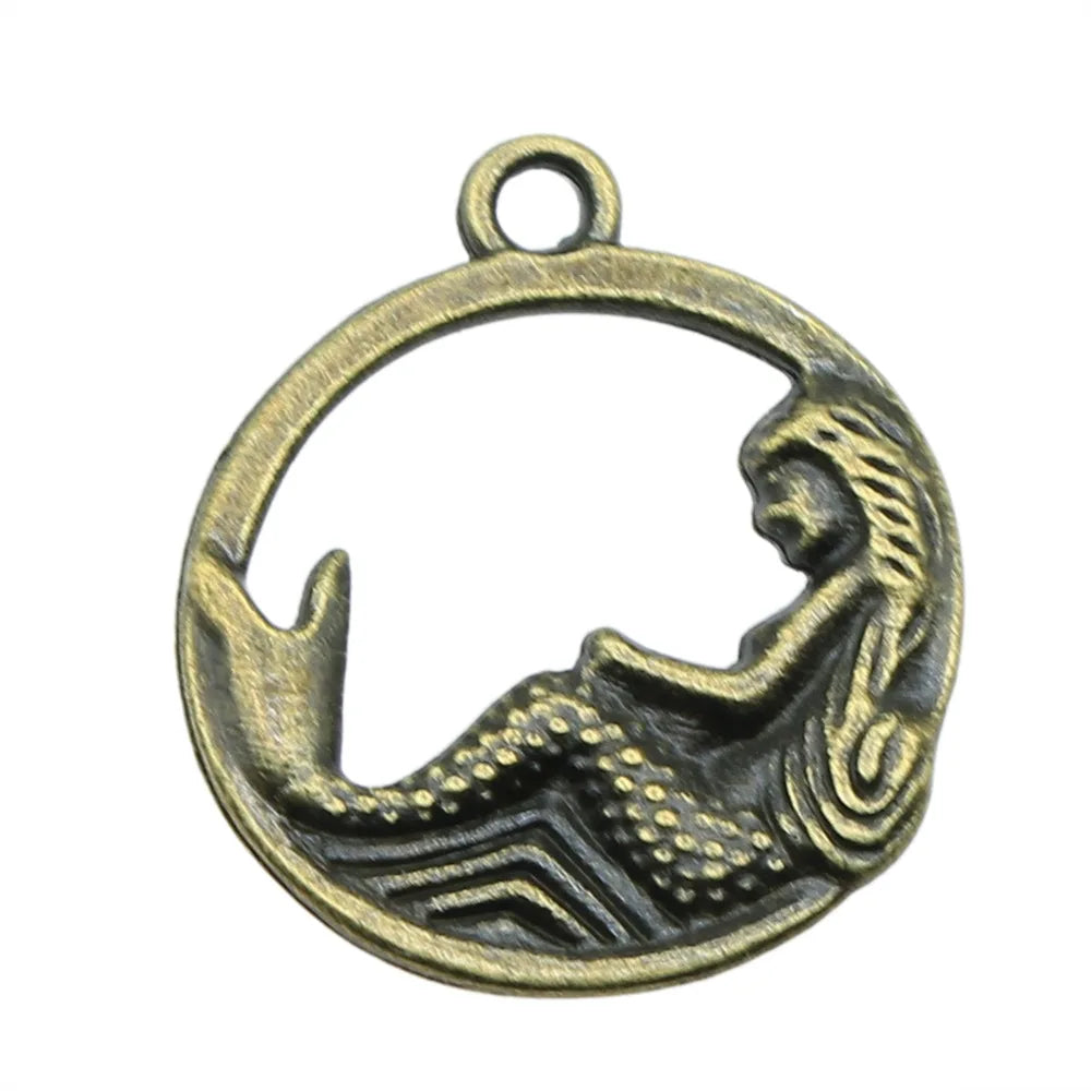 23mm 2.3g Multicolor Zinc Alloy Mermaid Charm Pendant for Ocean Theme Necklace Bracelet Making