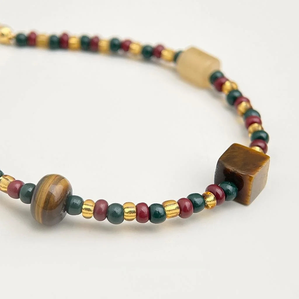 Handmade Natural Tiger Eye Stone Color New Chinese Geometric Bracelet For Women