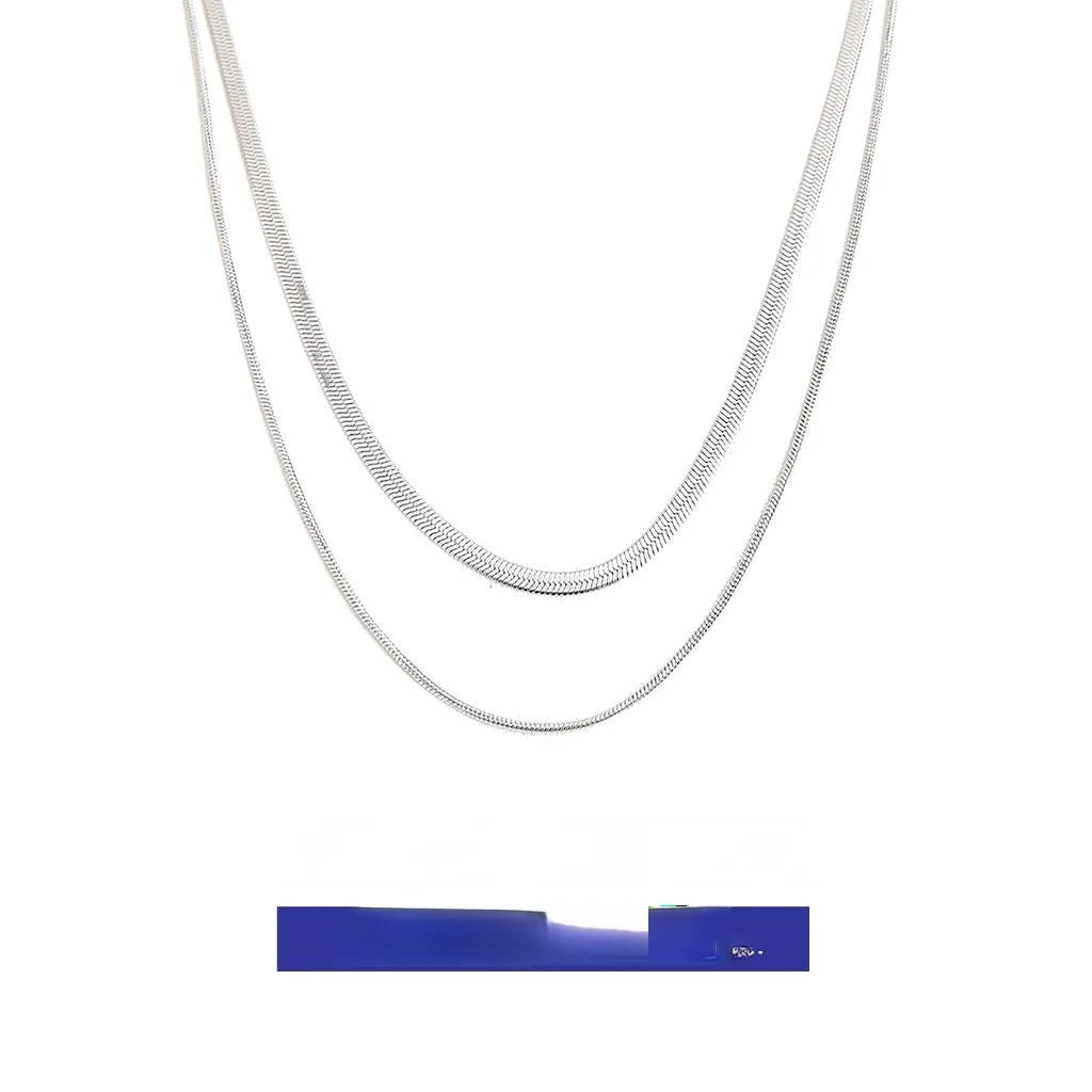 Titanium Steel Double Layer Snake Bone Chain Necklace Geometric Trendy Choker Sweater Chain