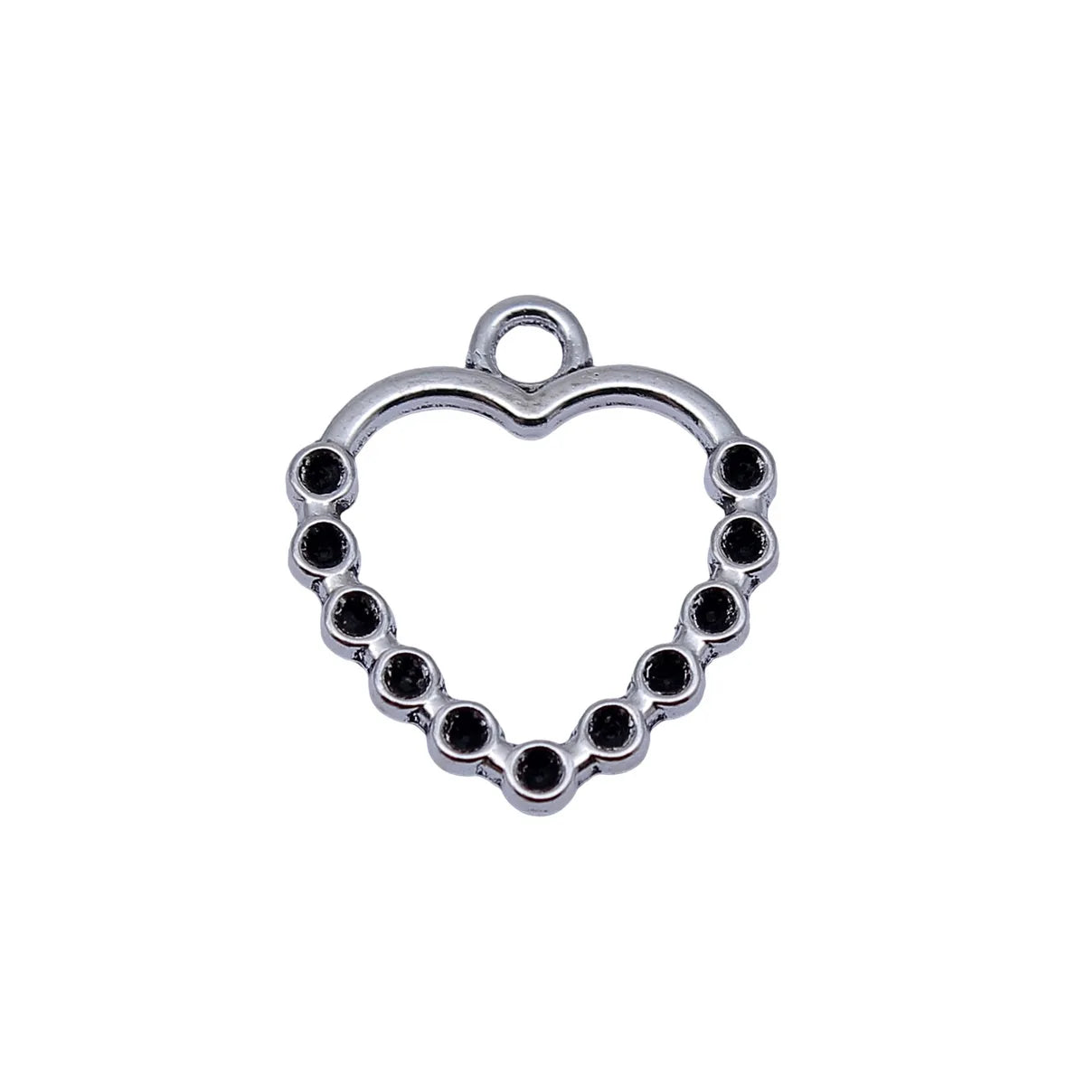 18x16mm 0.64g Antique Silver Zinc Alloy Heart Rhinestone Setting Charm Pendant for DIY Jewelry Making