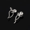 Elegant Zircon Rhinestone Bowknot Swirl Drop Stud & Clip On No Piercing Back Hanging Earrings