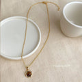 Thick 18K Real Gold Plated Tiger Eye Stone Geometric Necklace Vintage Collarbone Jewelry