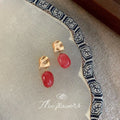 Handmade New Chinese Copper Aventurine Jade Irregular Geometric Drop Earrings
