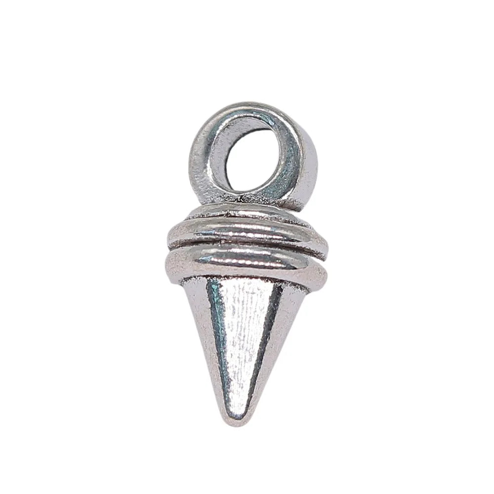 18x9x9mm 3.1g Antique Silver Zinc Alloy 3D Pointed Cone Charm Pendant for DIY Jewelry Making