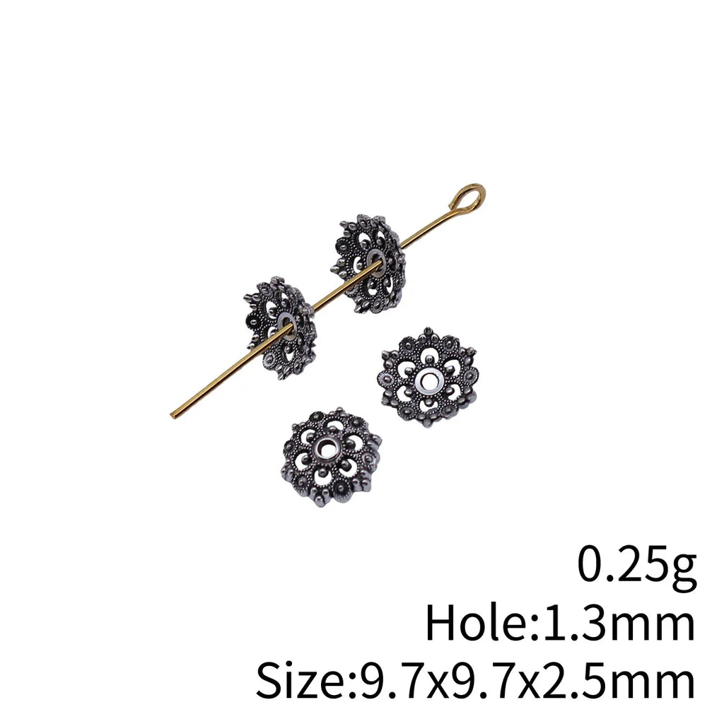 9.7x9.7x2.5mm 0.25g Antique Silver Zinc Alloy Flower Bead Caps for DIY Jewelry and Garment Accessories