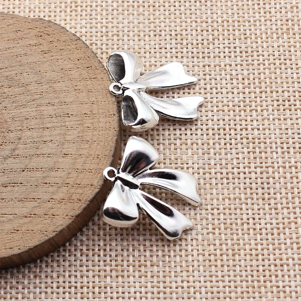 25x22mm 4.1g Antique Silver Zinc Alloy Bowknot Butterfly Charm Pendant for DIY Necklace Bracelet Making