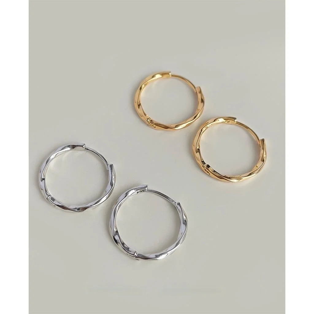 Premium Copper Twisted Hoop Drop Earrings Minimalist Geometric Metal Commuter Jewelry