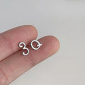 Creative 3Q Mini Copper Stud Earrings Cute Number Letter Design Student Best Friend Gift
