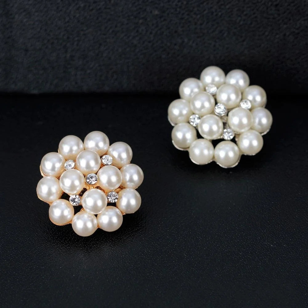 Elegant Mini Pearl Cluster Rhinestone Flower Brooch For Women, Lapel Pin Corsage Suit Accessory Gift