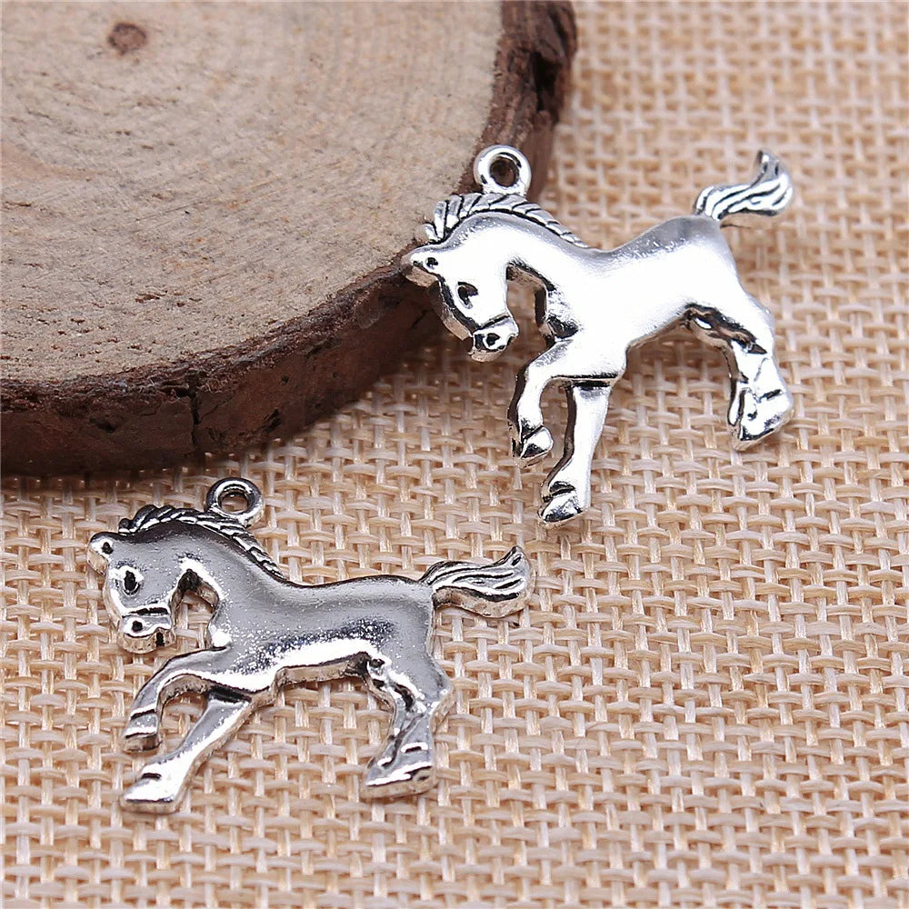 23x25mm 1.7g Antique Silver Zinc Alloy Pony Charm Pendant for DIY Necklace Bracelet Jewelry Making
