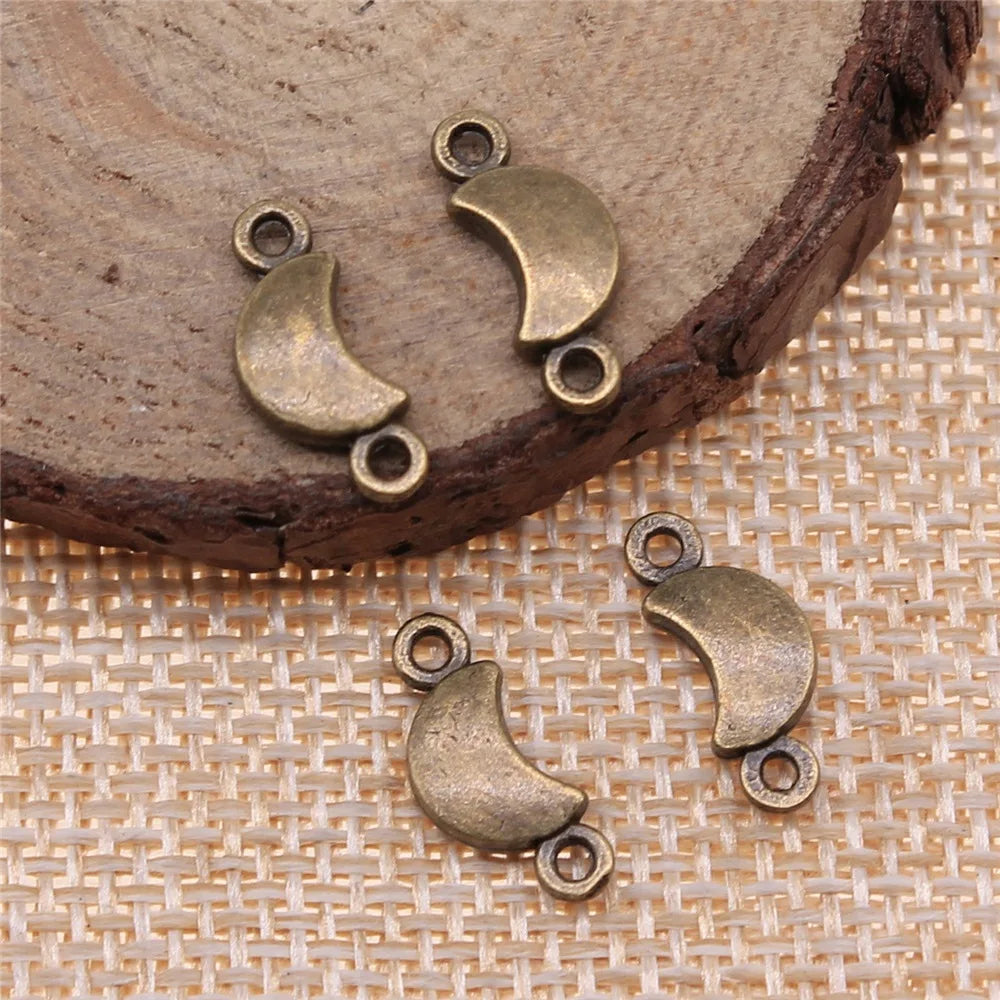 15x6mm 0.6g Multicolor Zinc Alloy Moon Connector Charm for DIY Bracelet Necklace Jewelry Making