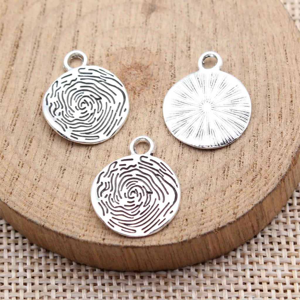 19x15mm 1.05g Antique Silver Zinc Alloy Round Placemat Cushion Charm Pendant for Necklace Bracelet Jewelry Making