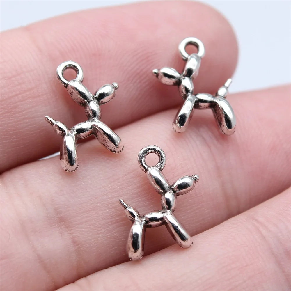 10x14mm 0.8g Antique Silver Tone Zinc Alloy Balloon Dog Charm Pendant for DIY Necklace Bracelet