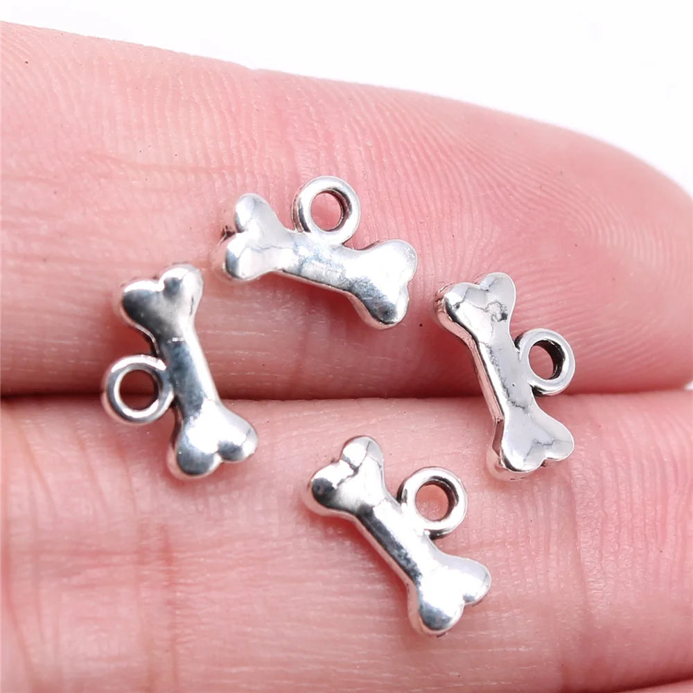 10x7mm 0.4g Multicolor Zinc Alloy Dog Bone Charm Pendant for DIY Pet Theme Bracelet Jewelry Making