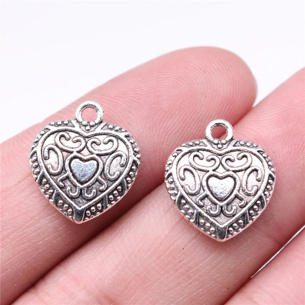 16x14mm 1.7g Multicolor Zinc Alloy Heart Charm Pendant for DIY Necklace Bracelet Jewelry Making