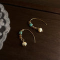 Vintage Liuli Glass Geometric Drop Earrings For Women, Round Square Minimal Commuter Jewelry