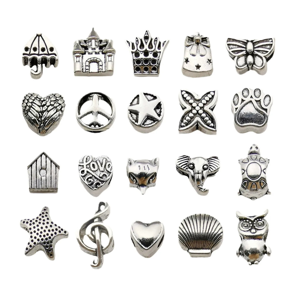 Antique Silver Zinc Alloy Large Hole Spacer Beads for DIY Bracelet Bangle Jewelry
