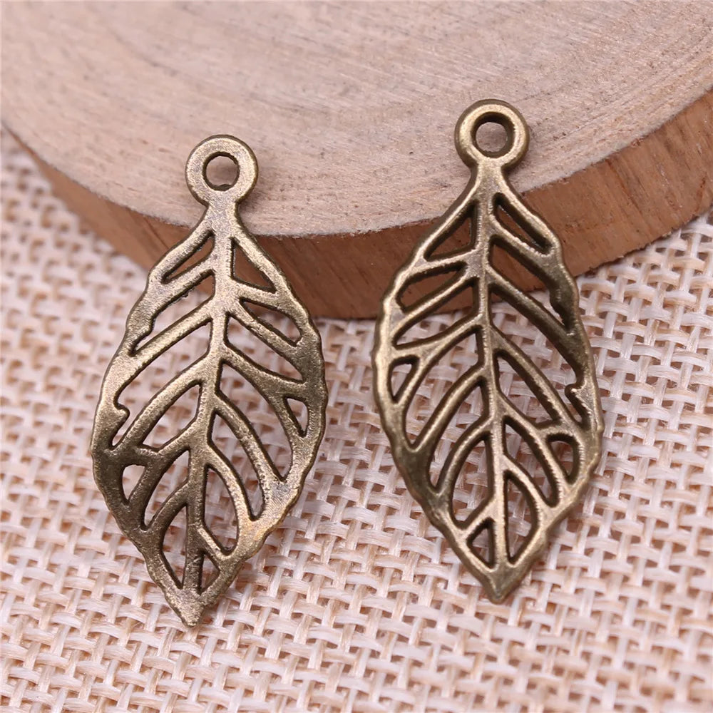13x29mm 1.1g Multicolor Zinc Alloy Hollow Leaf Charm Pendant for DIY Necklace Bracelet Jewelry Making