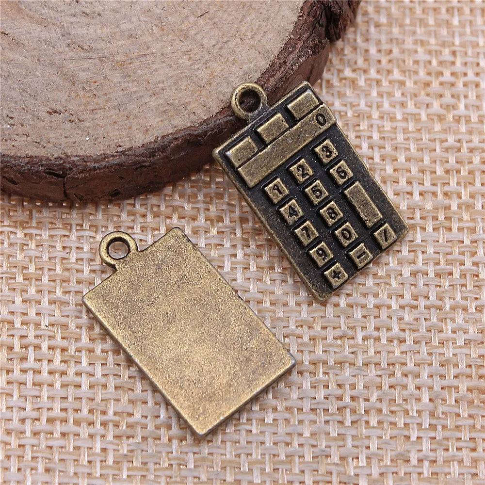 23x13mm 2.6g Multicolor Zinc Alloy Calculator Charm Pendant for DIY Bracelet Necklace Jewelry Making