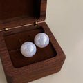 French Style Round Faux Pearl Stud Earrings, Versatile Minimalist Light Luxury Jewelry