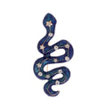Luxury Blue Enamel Snake Brooch With Rhinestone Stars, Statement Animal Lapel Pin Suit Accessory Gift