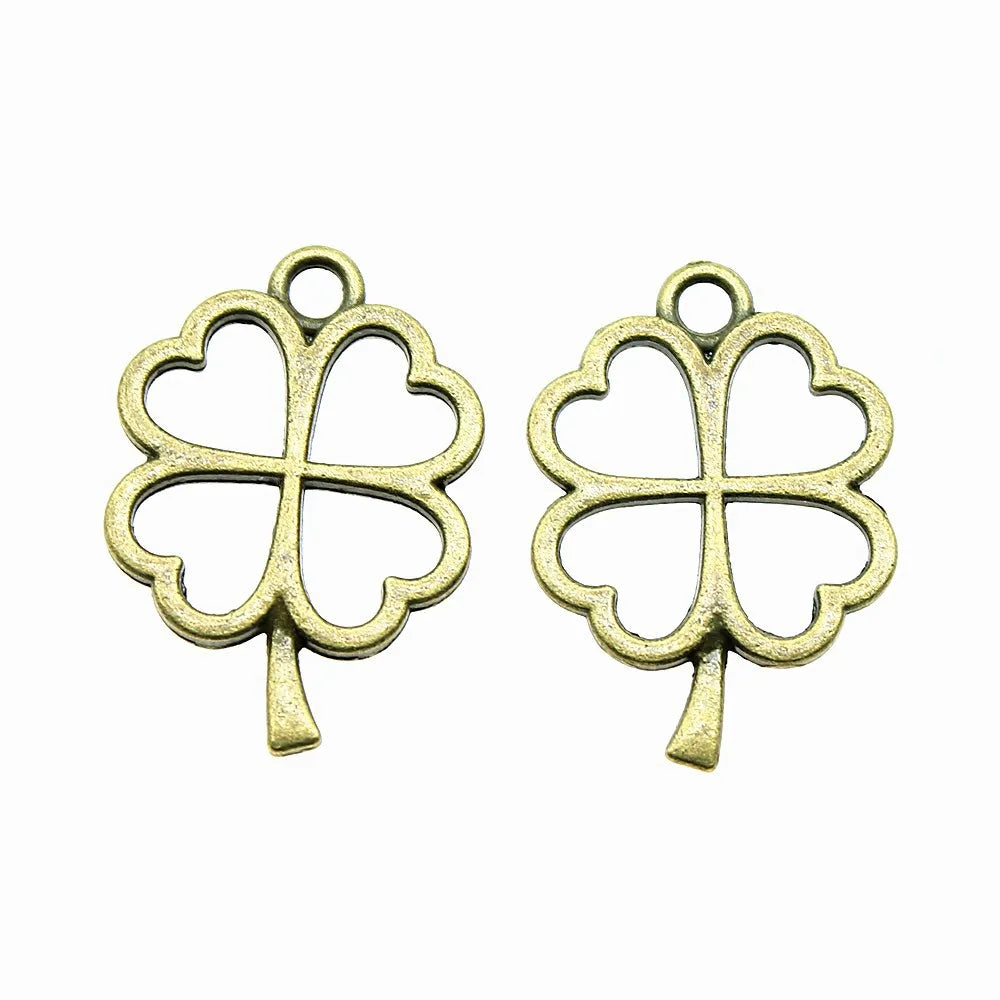 24x17mm 1.2g Multicolor Zinc Alloy Four Leaf Clover Charm Pendant for DIY Bracelet Jewelry Making