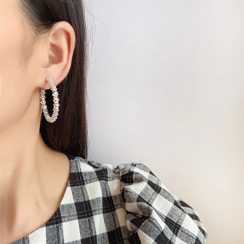 Vintage Silver Alloy Textured Round Hoop Stud & Clip On No Piercing Spiral Circle Ear Clip Earrings