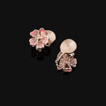 Elegant Pink Enamel Hollow Flower Alloy Stud & Clip On No Piercing Sweet Gradient Floral Earrings