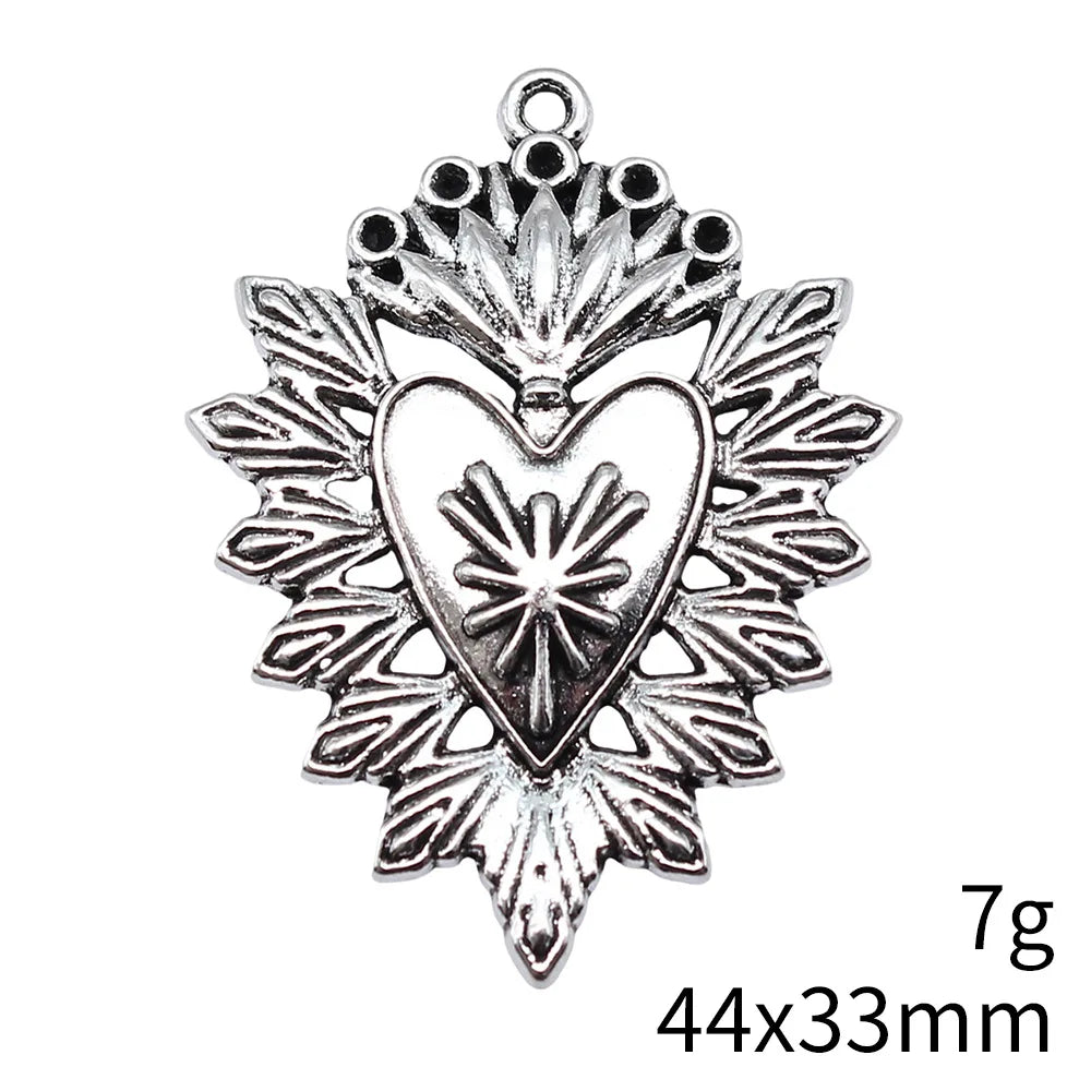 44x33mm 7g Antique Silver Zinc Alloy Gothic Heart charm pendant for punk necklaces and DIY jewelry
