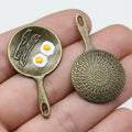 41x24mm 3.5g Antique Bronze Tone Zinc Alloy Fried Egg Charm Pendant for Food Theme Jewelry DIY