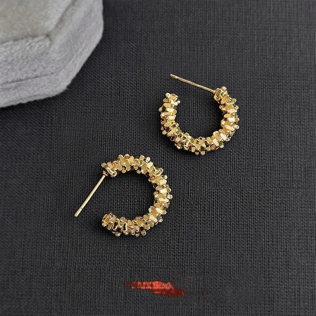 Premium 14K Gold Plated Copper Round Stud Earrings With Silver Plated Pin Minimalist Geometric Ear Jewelry