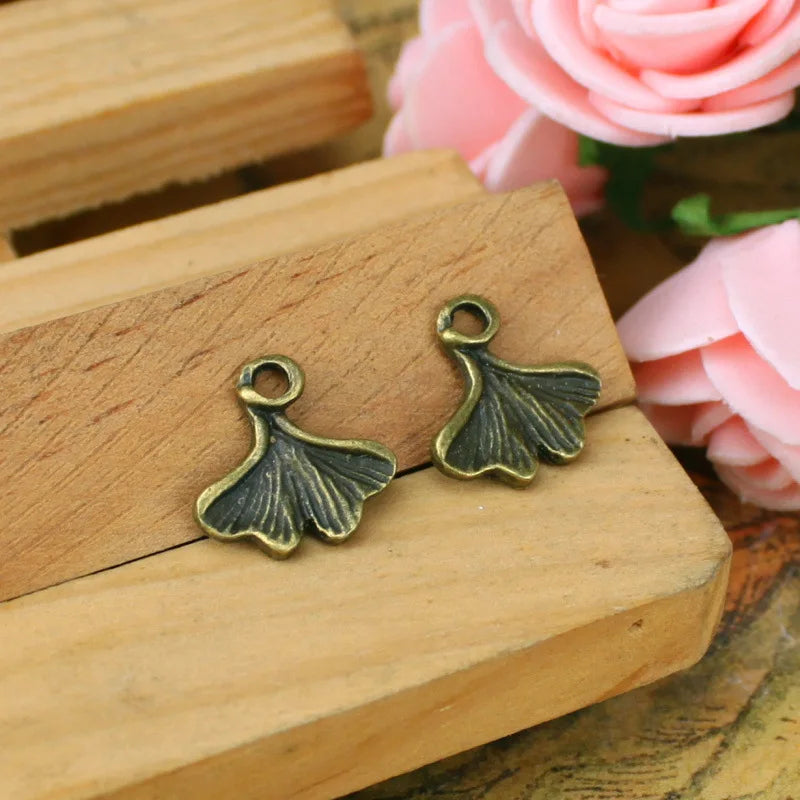 13x12MM Zinc Alloy Ginkgo Leaf Charm Pendant for DIY Necklace Bracelet Jewelry Making