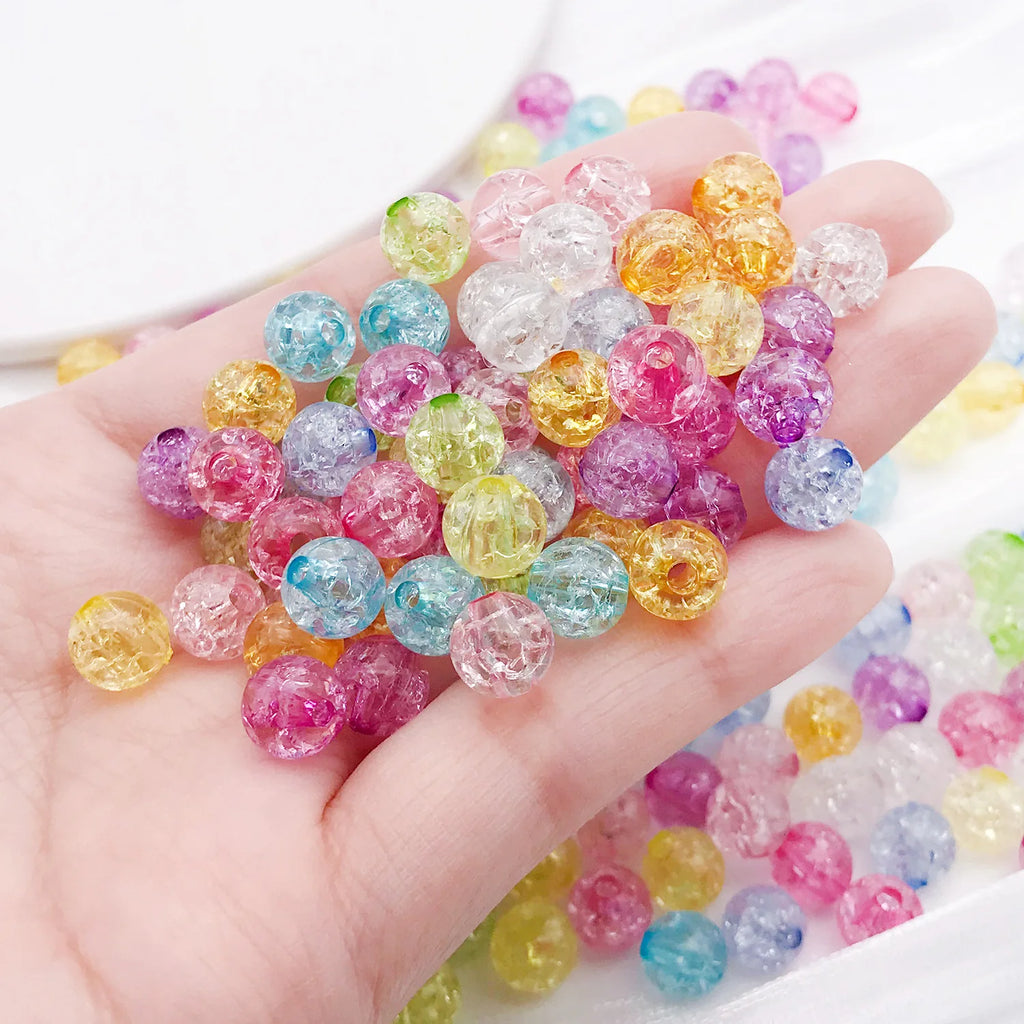 Transparent Acrylic Crackle Round Loose Beads for DIY Bracelet Necklace Jewelry Making