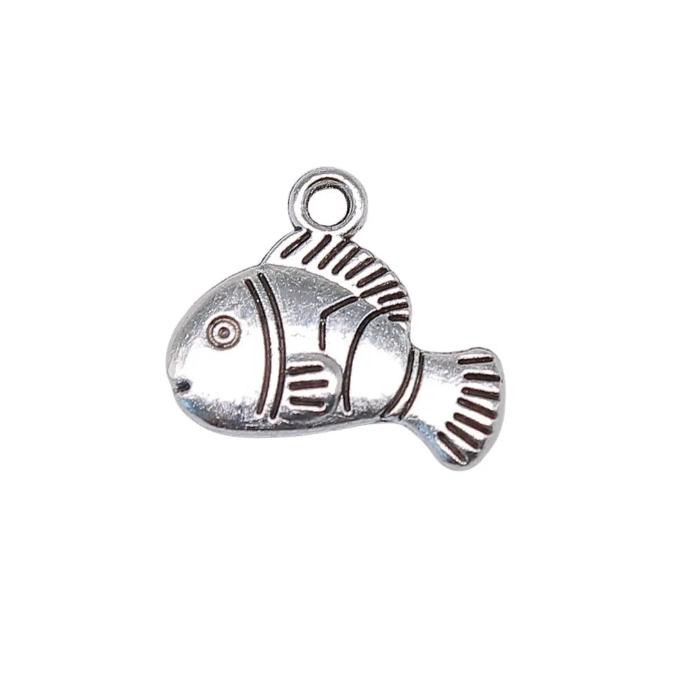 16x14mm 1.3g Antique Silver Zinc Alloy Fish Charm Pendant for DIY Necklace Bracelet Jewelry Making
