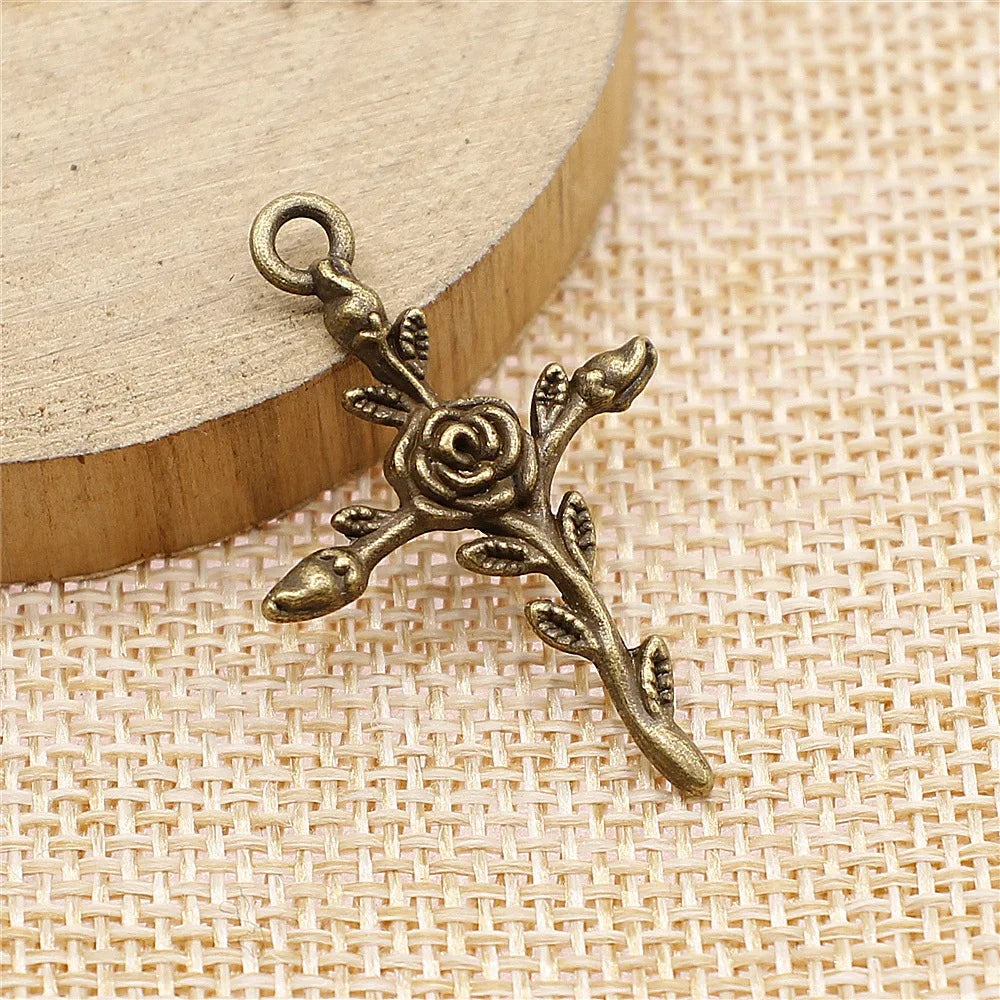35x23mm 1.9g Multicolor Zinc Alloy Flower Cross charm pendant for DIY necklace bracelet making