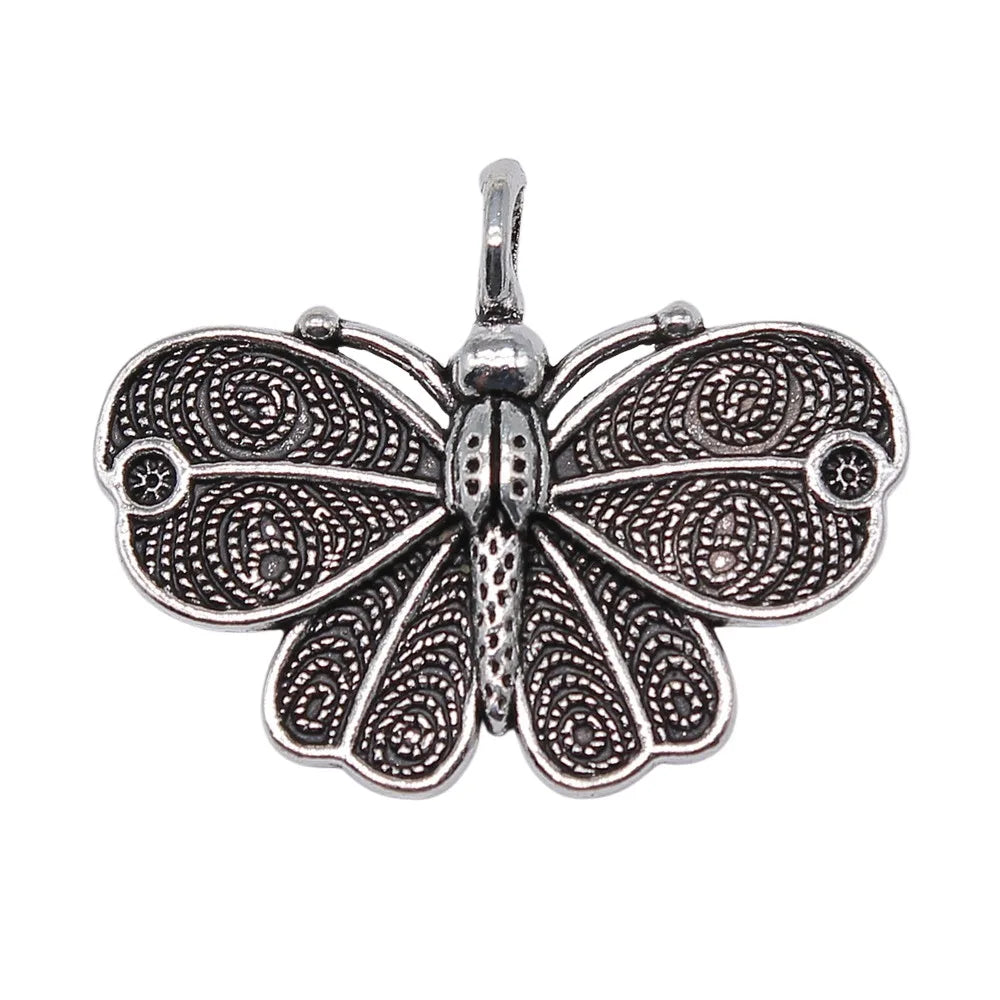 41x31mm 4.2g Antique Silver Zinc Alloy Butterfly Charm Pendant for DIY Necklace Bracelet Making