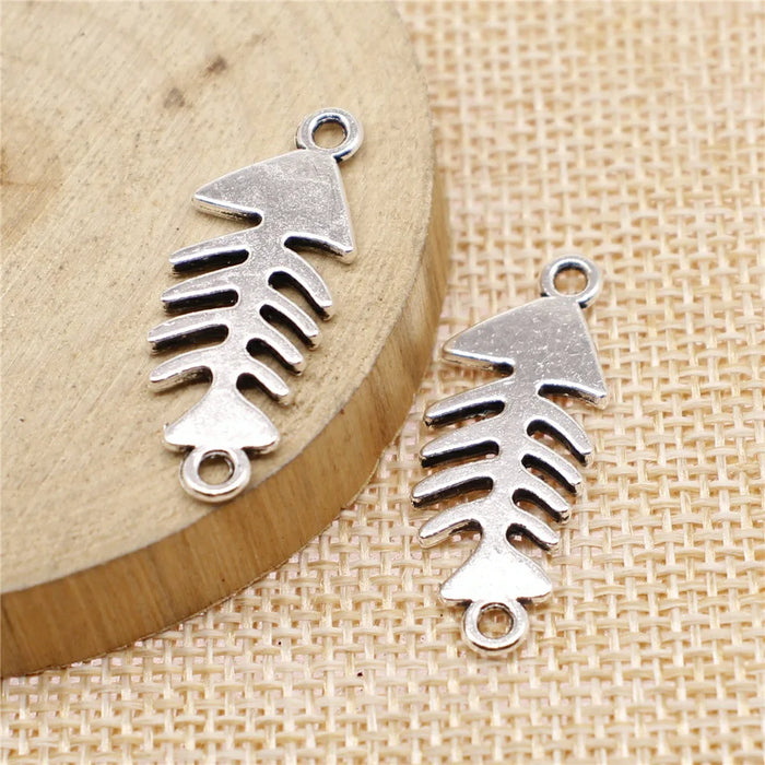 31x12mm 2g Multicolor Zinc Alloy Fishbone Fish Connector Charm for DIY Necklace Bracelet Jewelry Making