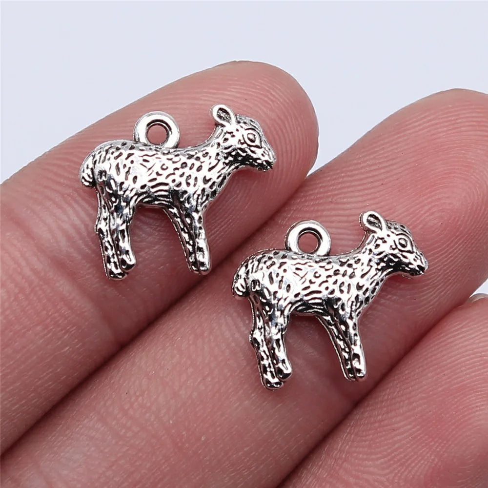 13x15mm 1.3g Antique Silver Zinc Alloy Deer Charm Pendant for DIY Necklace Bracelet Making